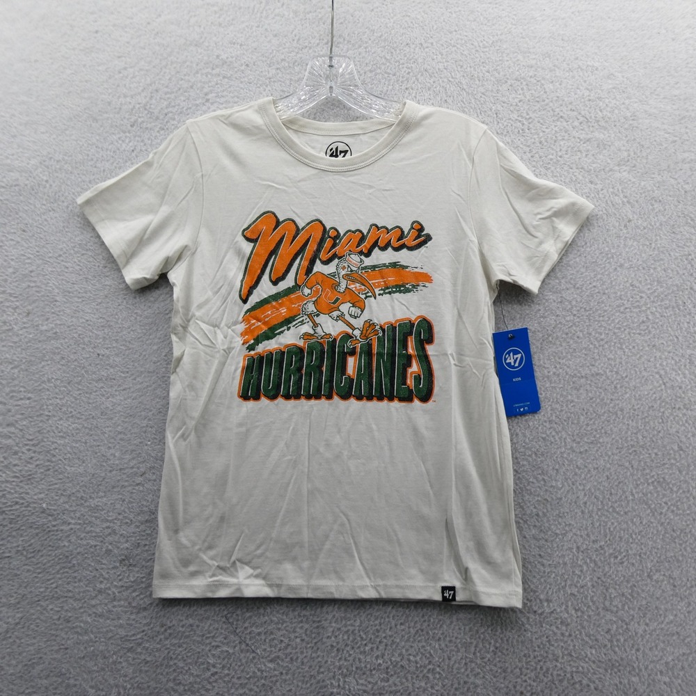 '47 Shirt Kids Large Miami Hurricanes Cream Sebastian the Ibis Cotton Top